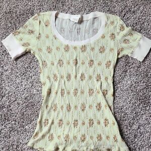 Daytrip Floral Print Short Sleeve Top - Cream and Pink